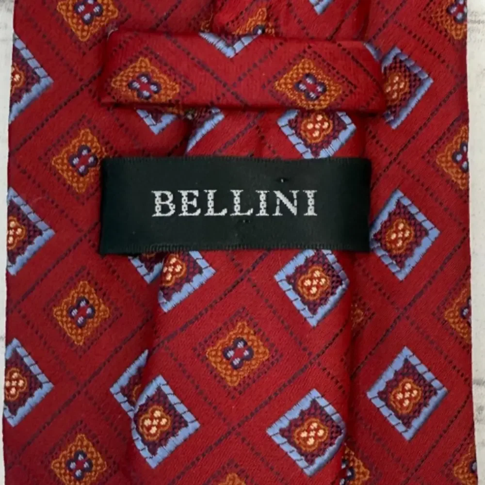 Bellini Men's Red Blue‎ Orange Geometric Tie Business Casual Classic Formal Chic